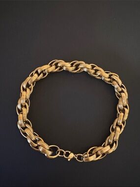 Vintage  Gold Tone Chain Double Cable Chain Bracelet